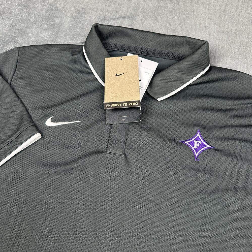 NWT Nike Dri-Fit Polo Men's Large Gray Furman University Football Shirt UPF 40+